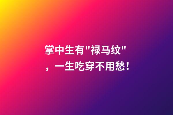 掌中生有"禄马纹"，一生吃穿不用愁！